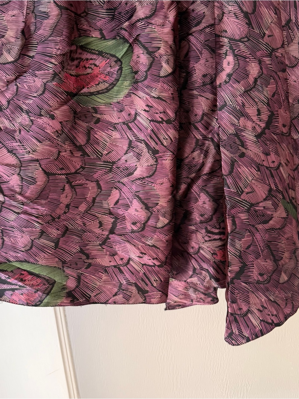 Vintage Norma Walters silk purple feather midi wrap skirt - Picture 3 of 7